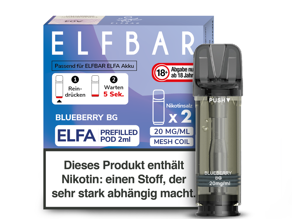 Elfbar - Elfa Pod Blueberry BG 20 mg/ml (2 Stück pro Packung)